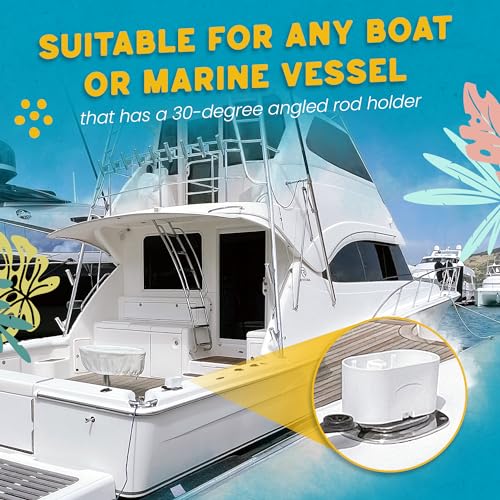 Premium Boat Cup Holder in 30-Degree Angled Rod Holder– Durable & Secure Drink Holder – Boat Cup Holders Fit for Versatile Drinks – Made of Nonhazardous Polypropylene – Floats on Water