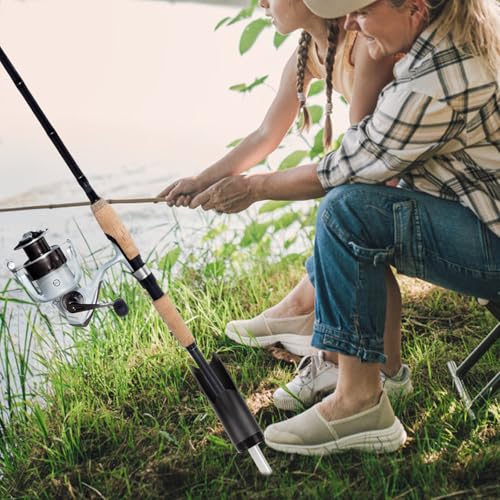 GANAZONO Heavy Duty Fishing Rod Holder Sand Spike Metal Ground Rod Support Stand for Beach and Bank Fishing Single Black Pole Holder