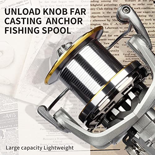HAUT TON Spinning Reel 8000/9000/10000/12000/14000,6+1BB Metal Surf Fishing Reels,4.8:1 Gear Ratio 55lbs Drag Heavy Long Casting Inshore Saltwater Monster Fish - size: 9000, style: Ht-ngk