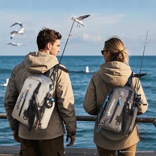 Small Fishing Bag with Rod Strap, Portable & Lightweight, Fish Small Tackle bag – Fits Tackle Boxes & Gear,Move Freely, Cast Smoothly - Fishing Gifts for Men - color: Light Gray