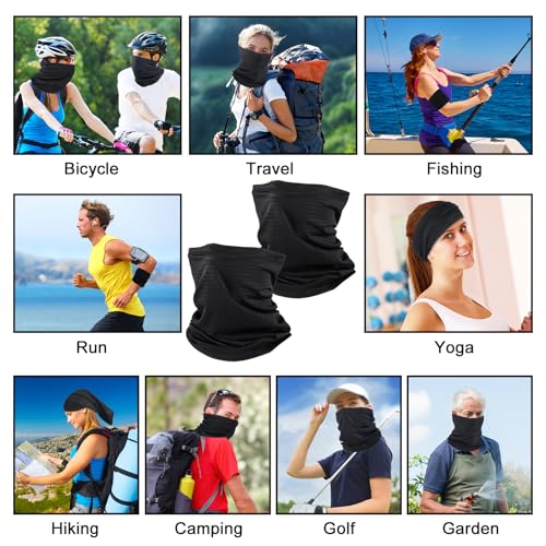 Geyoga 2/4 Pack Cooling Neck Gaiter Summer Breathable Balaclava Face Mask with Mesh Holes UV Protection Sun Scarf Men Women - color: Black