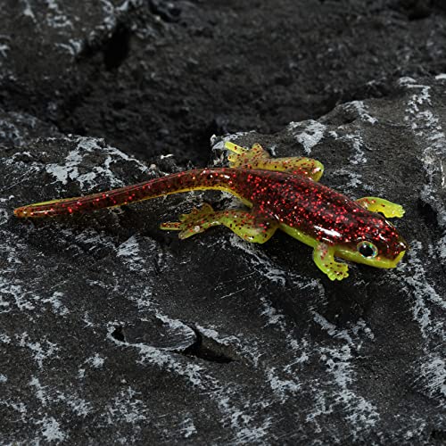 Dr.Fish 6 Pack Soft Plastic Frog Baits, 3.2 Inches Tadpole Swimbaits Frog Lures Bass Crappie Lures Creature Lizard Bait Shad Drop Shot Panfish Bluegill - color: Red Flash