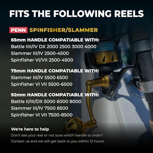 GOMEXUS Power Handle for Penn Spinfisher VI VII Slammer III IV Reel Crank (Make Sure Your Reel Model, Not for All Spinfisher Long Cast/V)-Please Pay Attention to The Adaptation Table - style: For Slammer/Spinfisher 7500-8500 Thread
