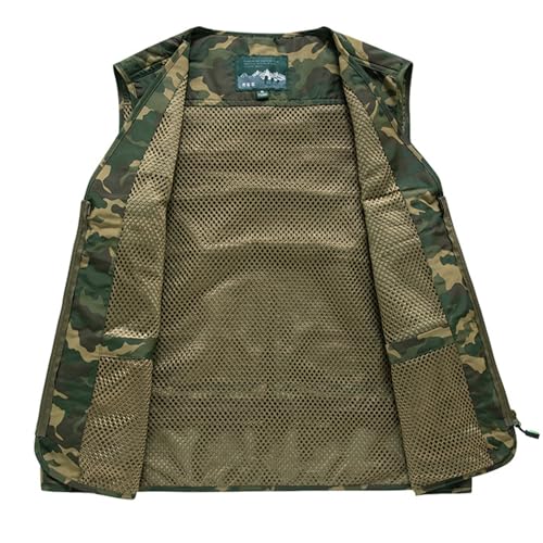 Men's & Youth Outdoor Fishing Vest,Khaki Camo Work Safari Travel Photography Vests,Family Matching Hiking Waistcoat,XL(US XS)
