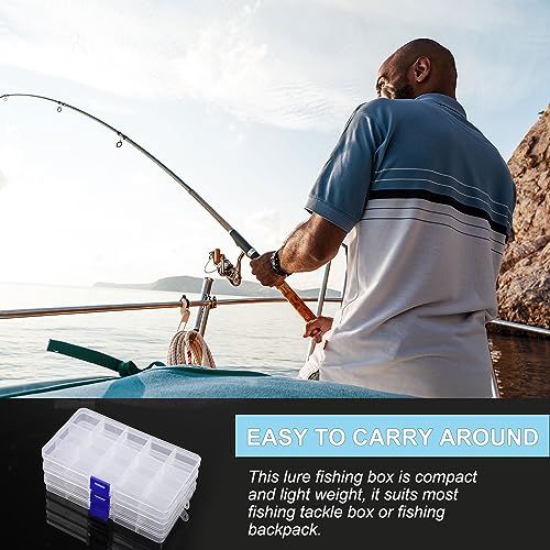 uxcell 3 PCS Plastic Fishing Lure Box Organizer Clear Fishing Tackle Box Trays Small Angling Accessory Case Storage Fishing Bait Box with Dividers, 15 Compartments