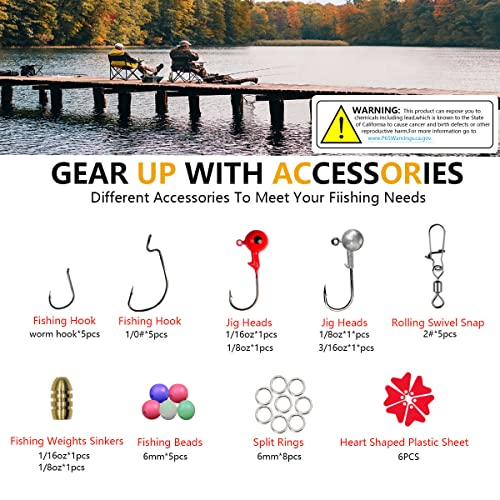 Fishing Lures Kit Set, Baits Tackle Including Crankbaits, Topwater Lures, Spinnerbaits, Worms, Jigs, Hooks, Tackle Box and More Fishing Gear Lures for Bass Trout - color: 87Pcs Fishing Lures Kit