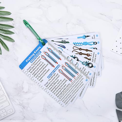 Fisherman's Knot Cards - 25 way Waterproof Pocket Guide & Knot Tying Tool | Fishing Knot Charts, Hook Size Chart for Salt Water Fishing | Gifts for Fisherman, Men, Boy Scouts Incl. Knots Landing Guide