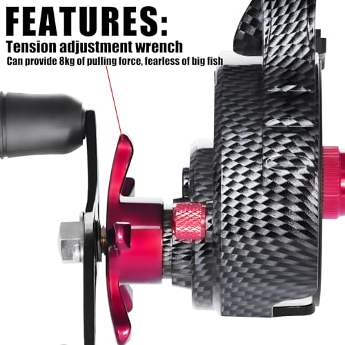 Pack of 1 Ultra Portable High-Foot Ice Fishing Reels with Smooth 8KG Drag, Inline Ice Reel and 3.5:1 Coil Drop System