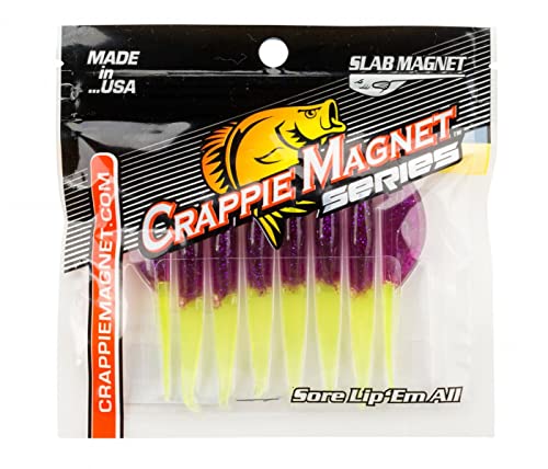 Leland's Lures Crappie Magnet 8-Pack Slab Magnet Grub Body Pack, Freshwater Fishing Equipment and Accessories, Therapist - color: Therapist