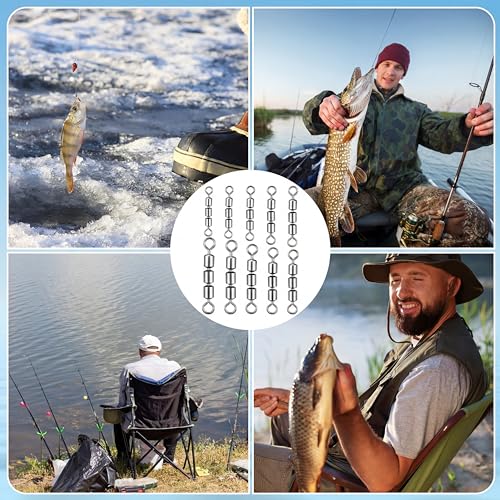 30 Pcs Fishing Swivels 3 Roller Swivel Triple Connector Set 3 Bead Chain Barrel Swivels Fishing Tackle Trolling Rolling Leader Lure Connector 10 Sizes Salmon Walleye Freshwater