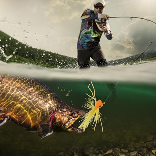 Fly Fishing Poppers Fly Fishing Dry Flies Topwater Fishing Lures Bass Popper Flies Bugs Lures Panfish Bait Fly Trout Bobber Flies Kit for Bass Trout Panfish Bluegill Salmon - color: A:15pcs Fly Fishing Poppers