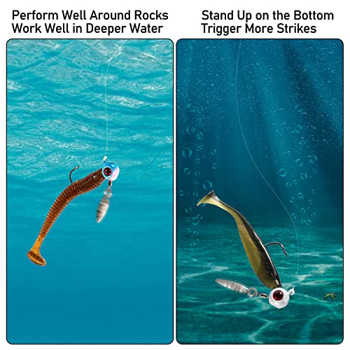 Dr.Fish 10 Pack Crappie Fishing Jigs Stand Up Round Jig Heads Painted Fishing Lure Spinner Blade Walleye Bass Trout Bluegill Freshwater Saltwater - color: White, size: 1/8oz-Hook #2