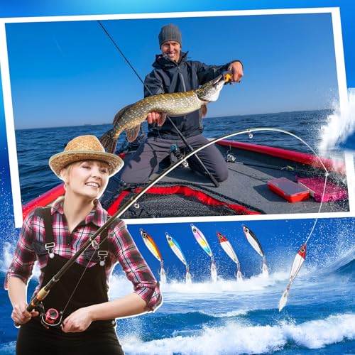 20 Pcs Spoon Fishing Lures 1.06 oz Saltwater Micro Fishing Jigs Sink Metal Jigging with Ultra-Sharp Hooks for Shore Sea Fish Salmon Bass