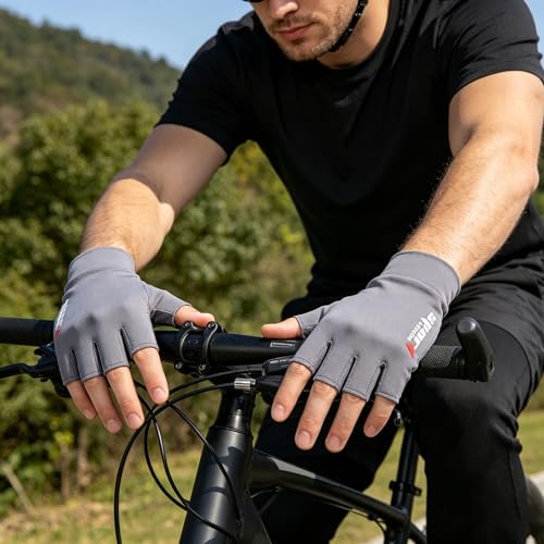 Mealah Lightweight-Fingerless-Gloves for Men - UPF 50+ UV Sun-Protection- Gloves for Fishing Driving Hiking Outdoor - color: Grey