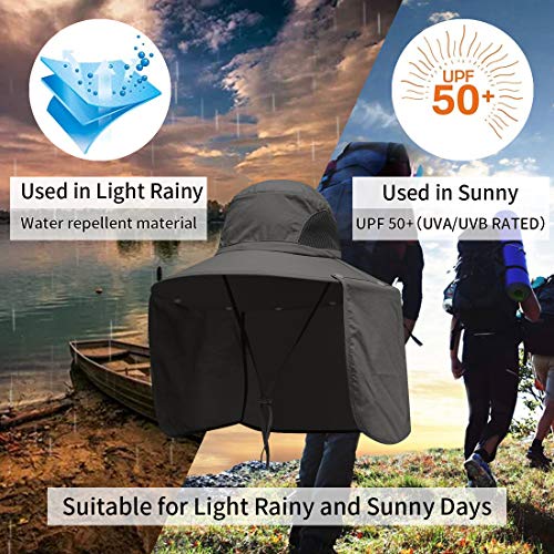 Sun Blocker Hats Outdoor Sun Protection Fishing Cap with Neck Flap Large Brim Outdoor Hat - color: Army Green