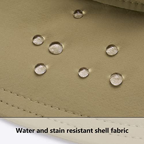 BASSDASH UPF 50+ Sun Fishing Hat Water Resistant with Detachable Neck Flap - color: Dark Khaki