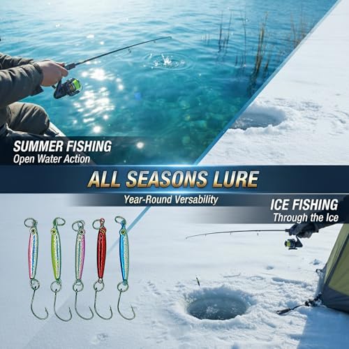 HALYXS/5Pack -Jigging Spoon, Ice Fishing jigs, Spoon Fishing, Jigging Lure, Great Lure for Crappies, Panfish, Walleye, Fresh Water Fishing, Metal (3g/5g) - size: small / 3g