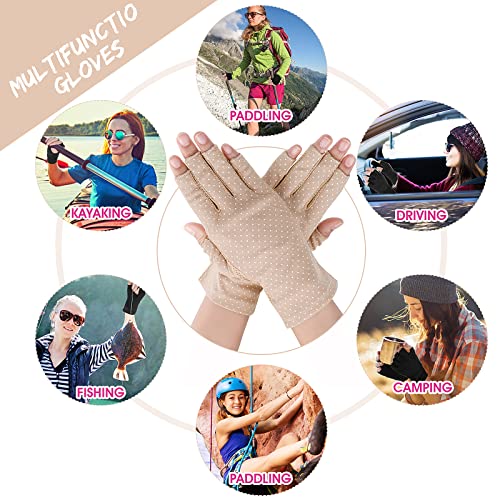 Yolev 3 Pairs Sunblock Fingerless Gloves for Women Non-slip UV Sun Protection Driving Gloves for Summer Outdoor