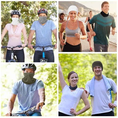 Geyoga Summer UV Protection Cooling Neck Gaiter | Sunscreen Breathable Face Scarf Bandana Mask Neck Gaiter for Outdoor Fishing Hiking Camping - color: Dark Color