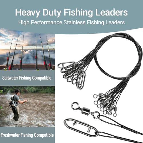 AMYSPORTS Steel Rigs Fishing Leaders Wire Stainless Lures Fishing Leader Heavy High Strength Wire Leaders Saltwater Black Nickel - size: #5 (11.8in-60lb) 30pcs
