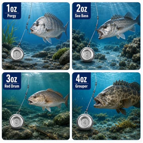 Fishing Weights, Disc Sinkers, Lead Fishing Sinkers & Weights for Saltwater & Freshwater, Flat Coin Sinkers for Bottom Fishing, Assorted Sizes - size: 3oz-6 Pcs