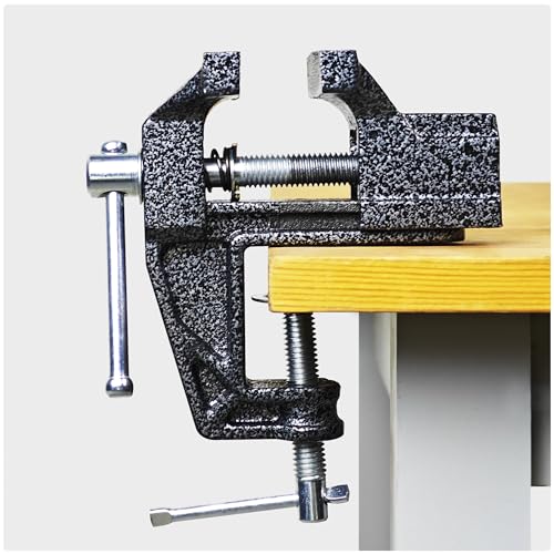 Mini Bench Vise and Fishing Hook Sharpener, Small Jeweler Table Clamp Small Hobby Bench Vice, Craft Repair Tool Portable Table Vise for Woodworking, Drilling, Metalworking, and Sawing