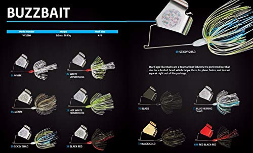 War Eagle Buzzbait Tournament-Preferred Fishing Lure with Unique Keeled Head and Hand-Tied Skirt - color: White, size: 3/8 oz