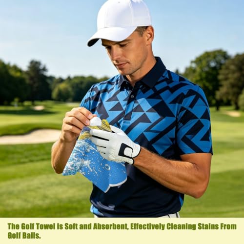 Fish Blue Microfiber Golf Towel for Golf Bags Magnetic with Clip | Golf Essentials for Women Men Attaches to Carts and Clubs 17.7"x17.7"