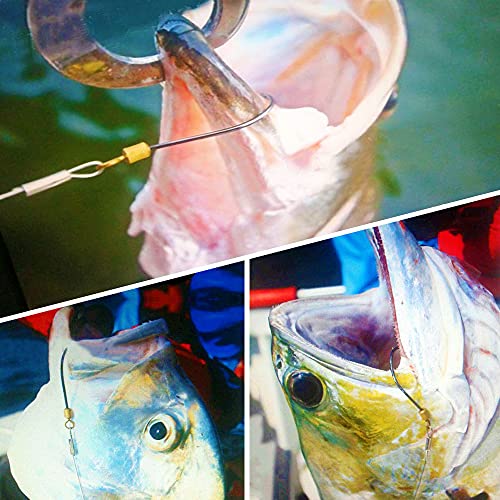 High Strength Steel Wire Leader Rigs with Hooks Swivels Snap Connect,Saltwater Fishing Assecories Steel Wire Leader with Nylon-Coating - size: 22#