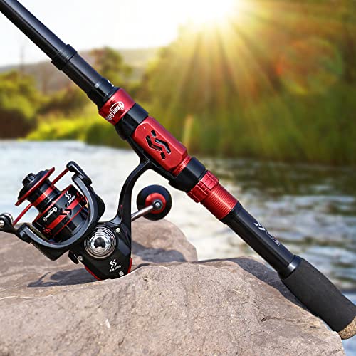 Sougayilang Fishing Pole with Spinning Reel Portable Fishing Rod Reel Combos - size: 2.4M/7.87FT Rod with 3000 Reel, style: Full Kits With Bag