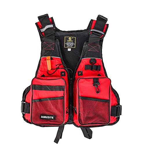 JKSPORTS Fishing Vest Safety Life Jacket for Swimming Sailing Boating Kayak Floating Multifunction for Men and Women Vest/Kayak - color: Red