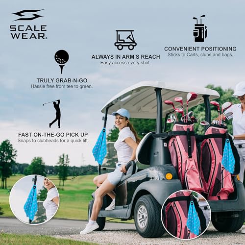 Magnetic Microfiber Waffle Golf Towel – Large 16"x24" Clean Golf Club Ball Magnet Clip to Hang on Bag Cart Strong Premium Ultra Absorbent Gear Blue Flamingo Men (Small Flamingos) - color: Small Flamingos