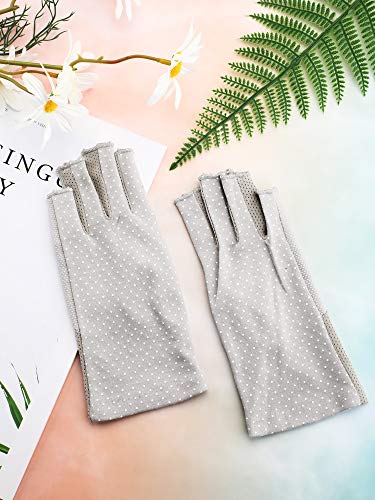 Maxdot Sun Gloves for Women UV Protection Fingerless Non Slip Sunscreen Driving Gloves for Summer Outdoor - style: Gray