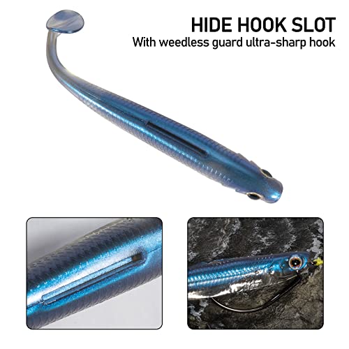Dr.Fish Paddle Tail Swimbaits, Soft Fishing Lures for Bass Fishing 2.75-4.75 Inches, Freshwater & Saltwater Soft Plastic Baits Swim Shad Bait Minnow Lures Drop Shot - color: Pumpkinseed, size: 2.7"-6 Pack