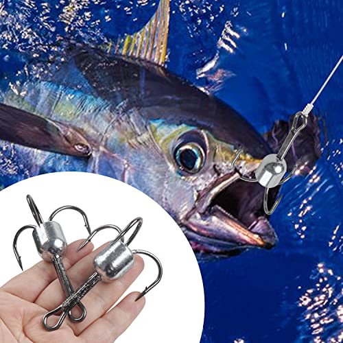 Snagging Hooks Weighted Treble Hooks - 4PCS/8PCS Sharp Treble Fishing Hooks with Weight for Bass Salmon Gator 5/0 6/0 8/0 10/0 - style: 6/0-1.25oz-8pcs