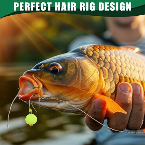 Carp Fishing Hair Rigs Kit, Carp Hook Rig Swivel Braided Thread Line with Corns Boilie Bait Stopper Stringer Needle Tool Accessories - style: 24pcs Pre-tied Carp Rigs (#2,#4,#6,#8)