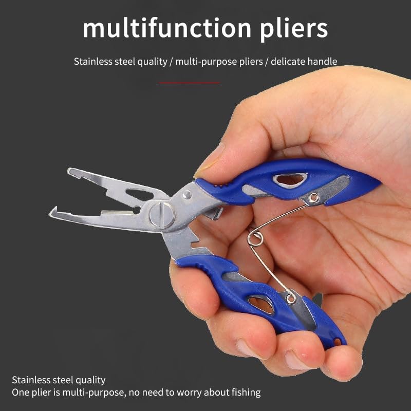 DeepCrush Fishing Pliers, Saltwater, Stainless Steel, Multi-Function, Anti-Corrosion, 4.9-Inch, with Sheath and Lanyard, Fishing Gifts for Men (Black)