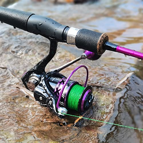 Sougayilang Fishing Rod and Reel Combo, Stainless Steel Guides Fishing Pole with Spinning Reel Combo for Saltwater and Freshwater - color: purple - Medium, size: 6.9ft and Spinning Reel