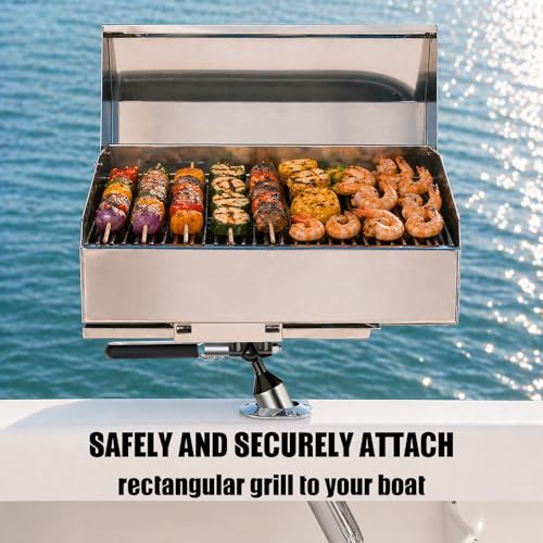 Buzzlett Rod Holder Mount Compatible with Magma Marine Rectangular Grills, Rustproof and Corrosion Resistant, Multi-Angle Adjustable, Ideal for Boat & Fishing Boat BBQs