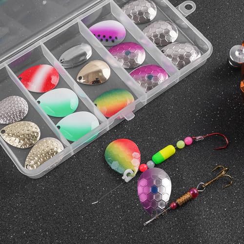 Walleye Rig Making Kit DIY Fishing Lure Spinner Making Kit Supplies Parts Crawler Harness Live Bait Rigs Colorado Blades Pompano Floats Clevis Beads Tackle Fishing - color: 35pcs Blade Spoon