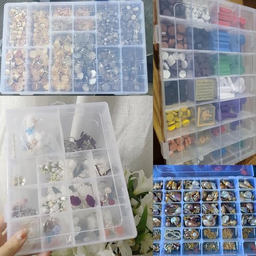 Xiaoyztan Clear Plastic Organizer, 18 Grids with Adjustable Dividers, Jewelry Box Bead Storage Container for Small Parts, Fishing Tackle, DIY Crafts, and Earrings, Overall 7.9 x 5.7 x 1.1 inch - size: 7.9x5.7x1.1 in