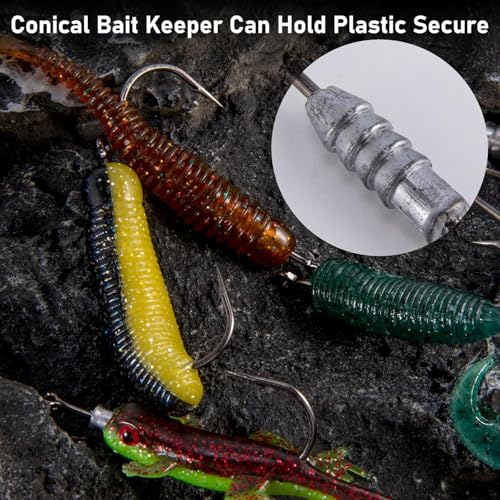 Dr.Fish 20 Pack Weighted Swimbait Hooks, Weighted Fishing Worm Hooks Straight Shank Round Bend Bass Fishing Jig Hook - size: #8/0-1/3oz