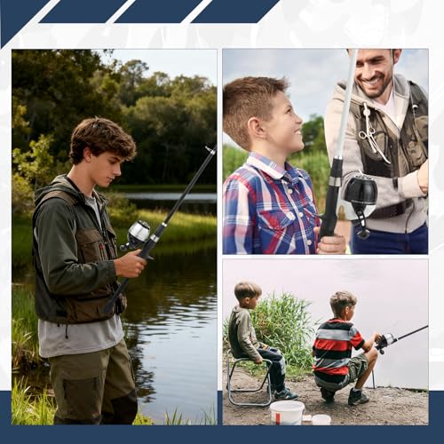 WIDDEN Kids Fishing Pole, Youth Fishing Rod and Reel Combo - Telescopic Portable Fishing Pole with Tackle Box Bag Starter Anglers Set, Fishing Gear Kit for Boys Girls Teens Age 5-18 and Beginners - color: Silver + White