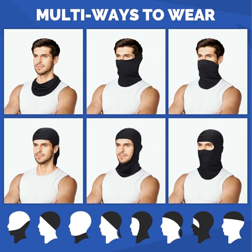 6 Pack Balaclava Ski Face Mask: Cooling Neck Gaiter Full Head Mask Face Cover - color: Black