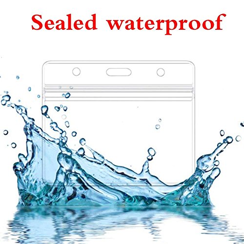 6Pcs Horizontal Badge Holders Sealable Waterproof Clear Plastic Name Tag ID Card Holder (6)