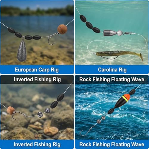 Drchoer Bobber Stops for Fishing Line: 1200pcs Sinker Float Stops for Bass Fishing - Texas Rig Weight Stoppers Size Large Medium Small - size: Medium
