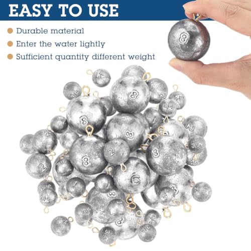 Fishing Weights Sinkers Cannonball Sinker Bass Fishing Casting for Saltwater in 3/4oz, 1oz, 2oz, 6oz, 8oz, 5 Size