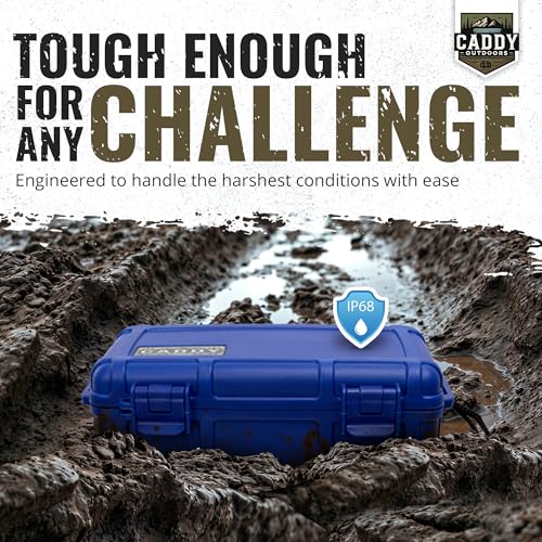 Waterproof Storage Case 1.2 L Capacity – Heavy-Duty Gear Box with Foam, Carabiner & Lanyard – Crushproof, Airtight Outdoor Container for Camping, Hiking, Fishing - color: Navy Blue