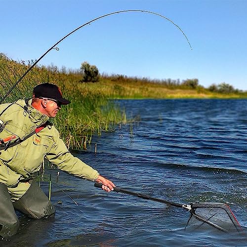 SAN Like Fishing Net Fish Landing Nets Collapsible Telescopic Sturdy Pole Handle for Saltwater Freshwater Extending to 36/43/71/98inches - color: Black, size: S-2 packs