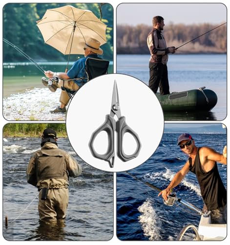 Fishing Scissors for Braided Line, 4" Retractable Braided Fishing Line Cutter Non-Slip Grip Braid Scissors with 27" Retractable Reel Carabiner Design for Easy Carrying Ideal for Saltwater & Freshwater